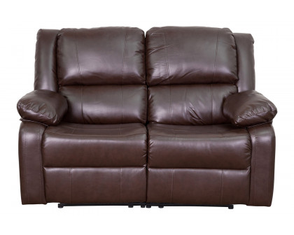 BLNK Harmony Series LeatherSoft Loveseat with Two Built-In Recliners - Brown