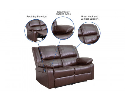 BLNK Harmony Series LeatherSoft Loveseat with Two Built-In Recliners - Brown