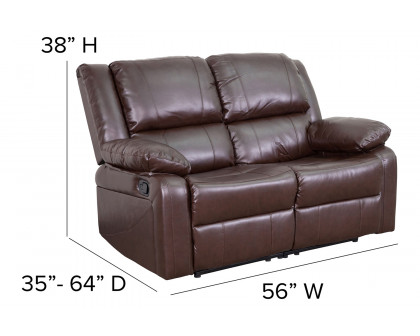 BLNK Harmony Series LeatherSoft Loveseat with Two Built-In Recliners - Brown