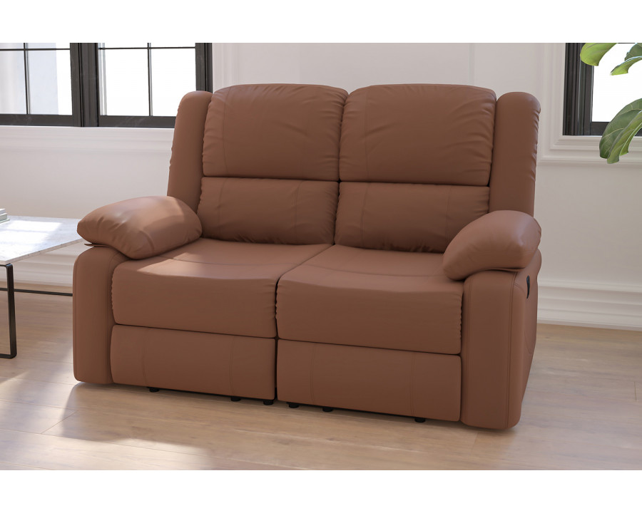 BLNK - Harmony Series Microfiber Loveseat with Two Built-In Recliners