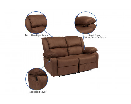 BLNK - Harmony Series Microfiber Loveseat with Two Built-In Recliners