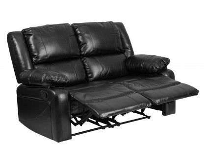 BLNK Harmony Series LeatherSoft Loveseat with Two Built-In Recliners - Black