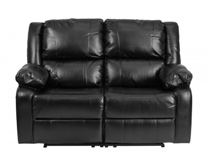 BLNK Harmony Series LeatherSoft Loveseat with Two Built-In Recliners - Black