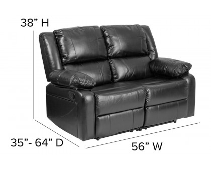 BLNK Harmony Series LeatherSoft Loveseat with Two Built-In Recliners - Black