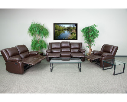 BLNK Harmony Series LeatherSoft Reclining Sofa Set - Brown