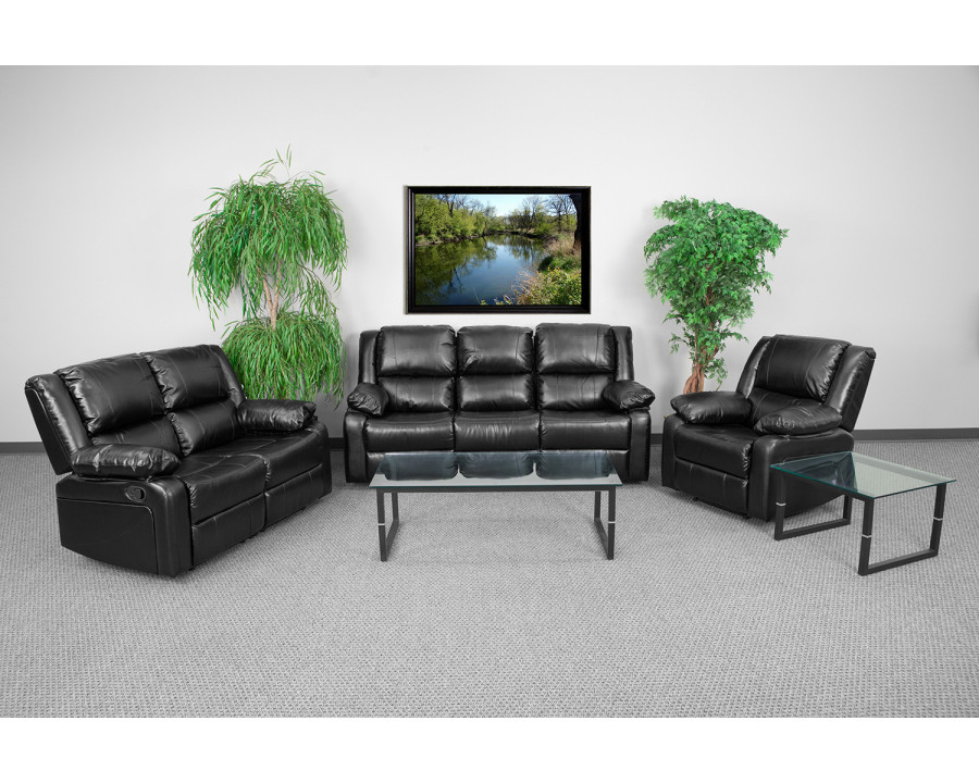 BLNK Harmony Series LeatherSoft Reclining Sofa Set - Black