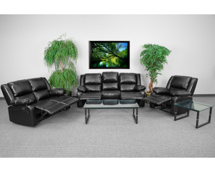 BLNK Harmony Series LeatherSoft Reclining Sofa Set - Black