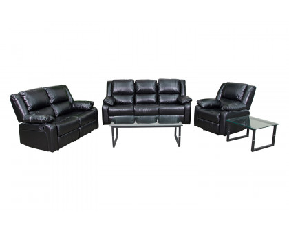 BLNK Harmony Series LeatherSoft Reclining Sofa Set - Black