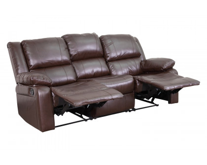 BLNK Harmony Series LeatherSoft Sofa with Two Built-In Recliners - Brown