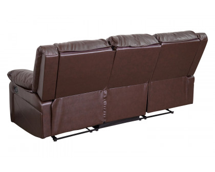 BLNK Harmony Series LeatherSoft Sofa with Two Built-In Recliners - Brown