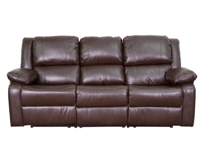 BLNK Harmony Series LeatherSoft Sofa with Two Built-In Recliners - Brown