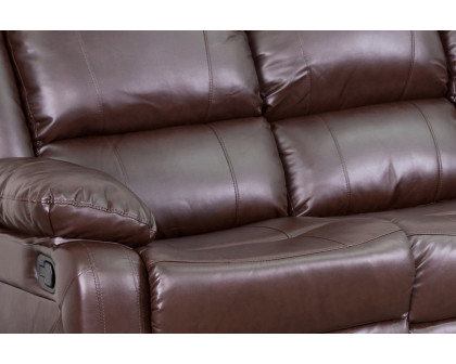 BLNK Harmony Series LeatherSoft Sofa with Two Built-In Recliners - Brown