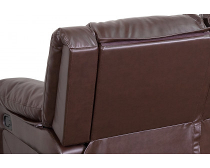 BLNK Harmony Series LeatherSoft Sofa with Two Built-In Recliners - Brown