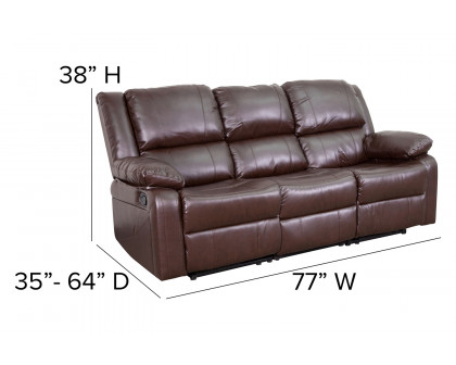 BLNK Harmony Series LeatherSoft Sofa with Two Built-In Recliners - Brown