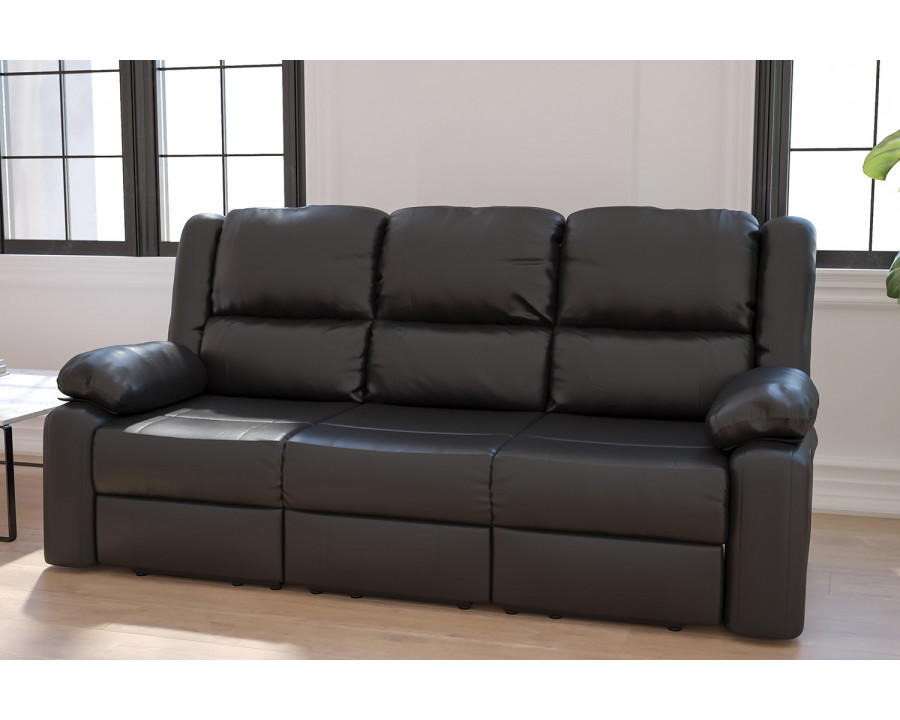 BLNK Harmony Series LeatherSoft Sofa with Two Built-In Recliners - Black