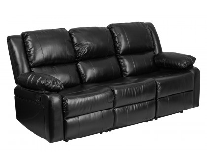 BLNK Harmony Series LeatherSoft Sofa with Two Built-In Recliners - Black