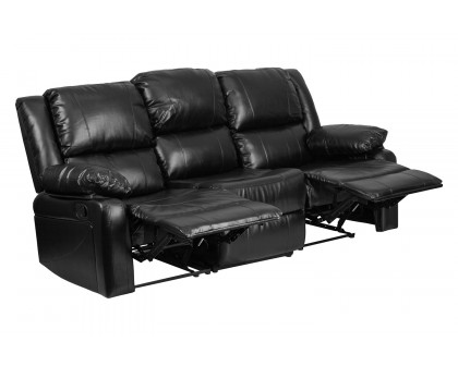 BLNK Harmony Series LeatherSoft Sofa with Two Built-In Recliners - Black