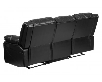 BLNK Harmony Series LeatherSoft Sofa with Two Built-In Recliners - Black