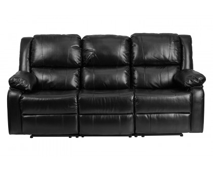 BLNK Harmony Series LeatherSoft Sofa with Two Built-In Recliners - Black