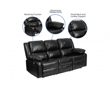 BLNK Harmony Series LeatherSoft Sofa with Two Built-In Recliners - Black