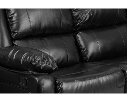 BLNK Harmony Series LeatherSoft Sofa with Two Built-In Recliners - Black