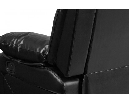 BLNK Harmony Series LeatherSoft Sofa with Two Built-In Recliners - Black