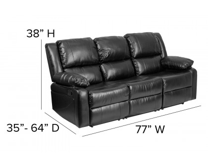 BLNK Harmony Series LeatherSoft Sofa with Two Built-In Recliners - Black