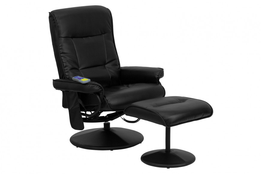 BLNK™ - Whitney LeatherSoft Massaging Multi-Position Recliner with Side Pocket and Ottoman