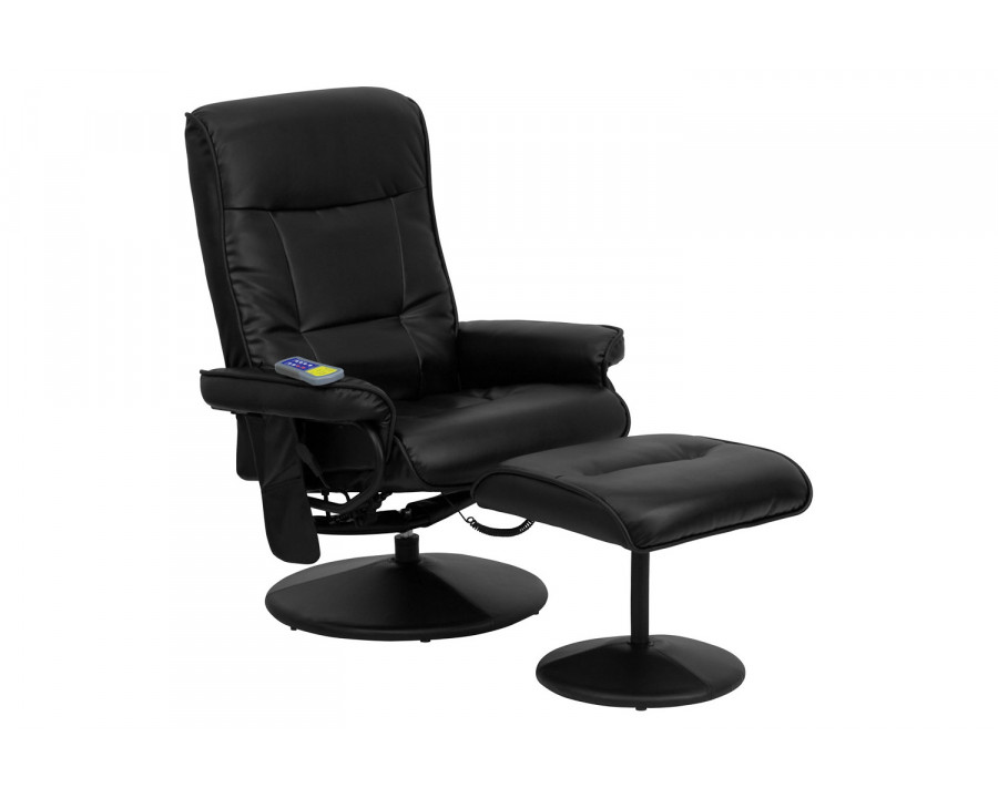 BLNK - Whitney LeatherSoft Massaging Multi-Position Recliner with Side Pocket and Ottoman