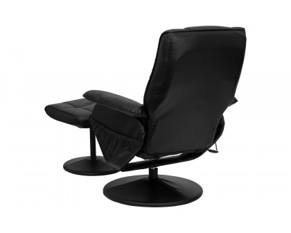 BLNK - Hall Massaging Heat Controlled Adjustable Recliner and Ottoman with Wrapped Base in Black LeatherSoft