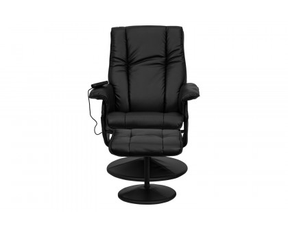 BLNK - Hall Massaging Heat Controlled Adjustable Recliner and Ottoman with Wrapped Base in Black LeatherSoft