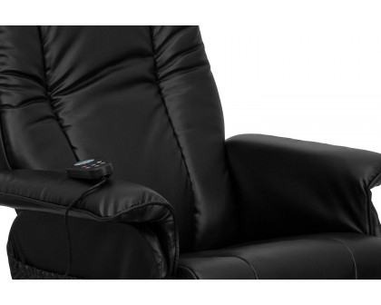 BLNK - Hall Massaging Heat Controlled Adjustable Recliner and Ottoman with Wrapped Base in Black LeatherSoft