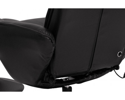 BLNK - Poppy Massaging Multi-Position Plush Recliner with Side Pocket and Ottoman in Black LeatherSoft