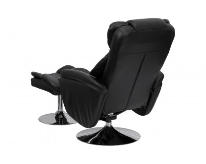 BLNK Wills Transitional Multi-Position Recliner and Ottoman with Chrome Base in Black LeatherSoft