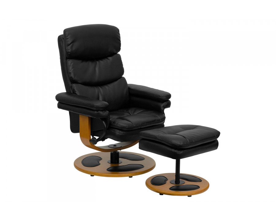 BLNK - Whitney LeatherSoft Contemporary Multi-Position Recliner and Ottoman with Wood Base