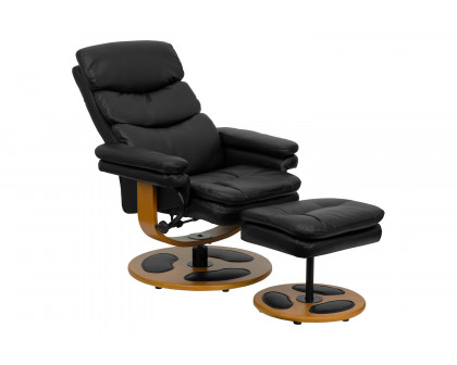 BLNK - Whitney LeatherSoft Contemporary Multi-Position Recliner and Ottoman with Wood Base