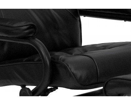 BLNK Rachel LeatherSoft Contemporary Multi-Position Recliner and Ottoman with Wrapped Base - Black