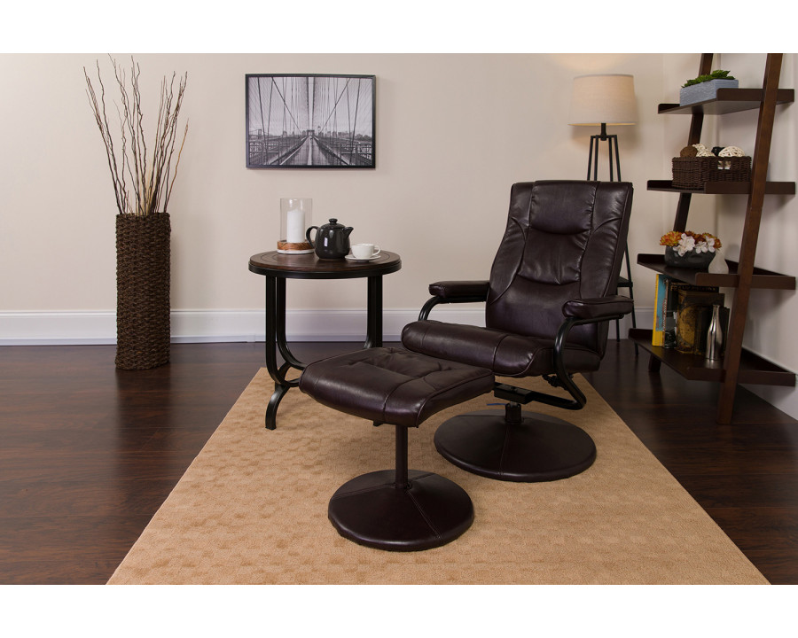 BLNK Rachel LeatherSoft Contemporary Multi-Position Recliner and Ottoman with Wrapped Base