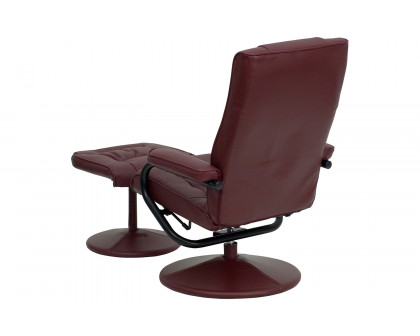 BLNK Rachel LeatherSoft Contemporary Multi-Position Recliner and Ottoman with Wrapped Base - Burgundy