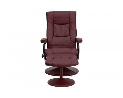 BLNK Rachel LeatherSoft Contemporary Multi-Position Recliner and Ottoman with Wrapped Base - Burgundy