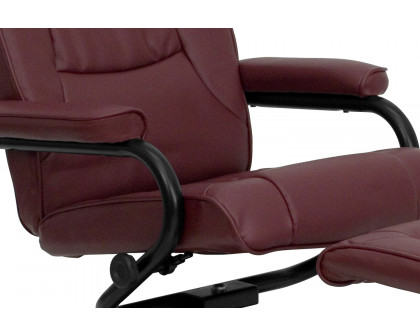 BLNK Rachel LeatherSoft Contemporary Multi-Position Recliner and Ottoman with Wrapped Base - Burgundy