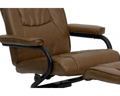 BLNK Rachel LeatherSoft Contemporary Multi-Position Recliner and Ottoman with Wrapped Base - Palimino