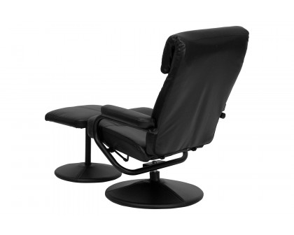 BLNK - Jenny Contemporary Multi-Position Headrest Recliner and Ottoman with Wrapped Base in Black LeatherSoft