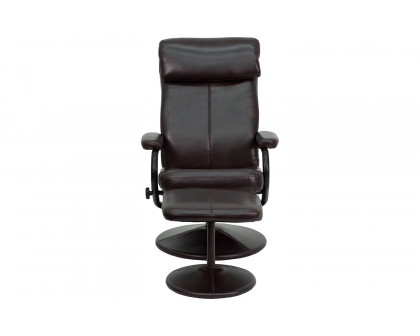 BLNK - Whitney LeatherSoft Contemporary Multi-Position Headrest Recliner and Ottoman with Wrapped Base