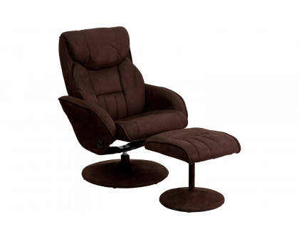 BLNK Whitney Microfiber Contemporary Multi-Position Recliner and Ottoman with Circular Wrapped Base