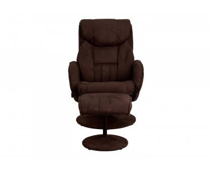 BLNK Whitney Microfiber Contemporary Multi-Position Recliner and Ottoman with Circular Wrapped Base