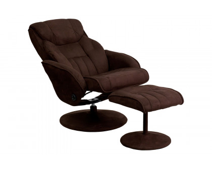 BLNK Whitney Microfiber Contemporary Multi-Position Recliner and Ottoman with Circular Wrapped Base