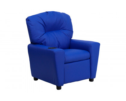 BLNK Chandler Vinyl Contemporary Kids Recliner with Cup Holder - Blue