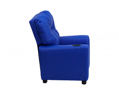 BLNK Chandler Vinyl Contemporary Kids Recliner with Cup Holder - Blue