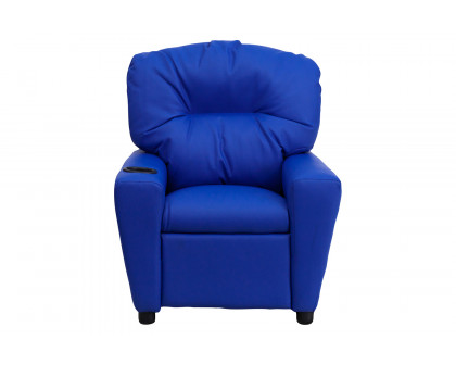 BLNK Chandler Vinyl Contemporary Kids Recliner with Cup Holder - Blue